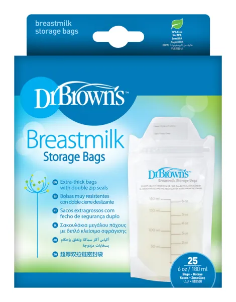DR.BROWN'S Vrecká na uskladnenie materského mlieka 180 ml 25 ks,DR.BROWN'S Vrecká na uskladnenie materského mlieka 180 ml, 25 ks