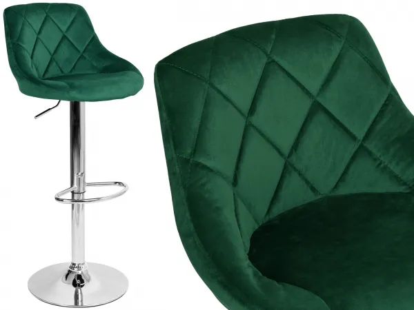 Cydro chrómovo zelený Velvet bar hocker