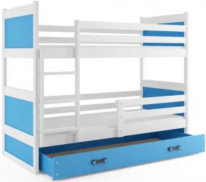 BMS Detská poschodová posteľ RICO | 80 x 160 cm FARBA KONŠTRUKCIE: Biela, DOPLNKOVÁ FARBA: Zelená