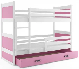 BMS Detská poschodová posteľ RICO | 80 x 160 cm FARBA KONŠTRUKCIE: Biela, DOPLNKOVÁ FARBA: Zelená