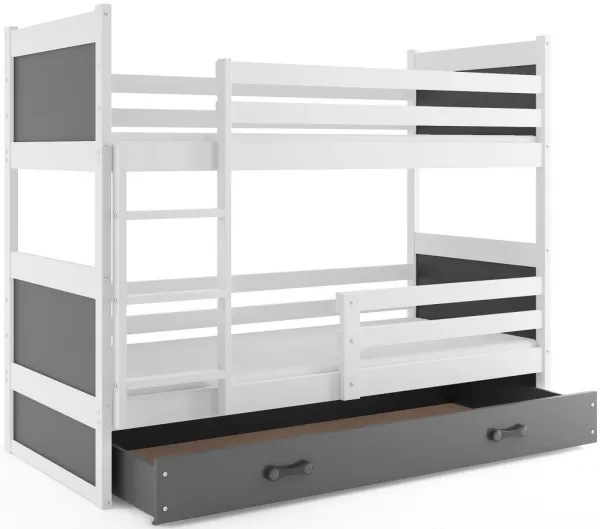 BMS Detská poschodová posteľ RICO | 80 x 160 cm FARBA KONŠTRUKCIE: Biela, DOPLNKOVÁ FARBA: Zelená