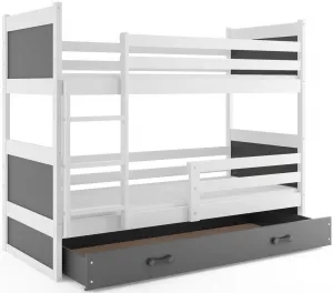 BMS Detská poschodová posteľ RICO | 80 x 160 cm FARBA KONŠTRUKCIE: Biela, DOPLNKOVÁ FARBA: Zelená