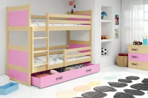 BMS Detská poschodová posteľ RICO | 80 x 160 cm FARBA KONŠTRUKCIE: Biela, DOPLNKOVÁ FARBA: Zelená
