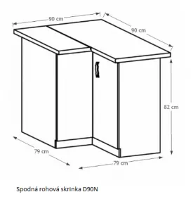 Tempo Kondela Kuchynská linka Provance Provance: Spodná skrinka D40S4 - 40x82x47 cm