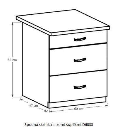 Tempo Kondela Kuchynská linka Provance Provance: Spodná skrinka D40S4 - 40x82x47 cm