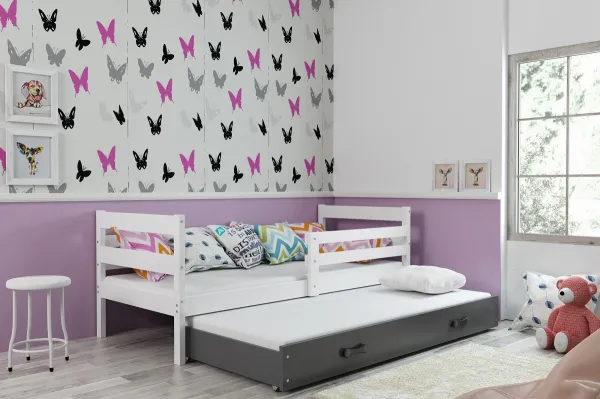 BMS Detská posteľ s prístelkou ERYK 2 FARBA: Grafit, ROZMER: 90 x 200 cm, DOPLNKOVÁ FARBA: Biela