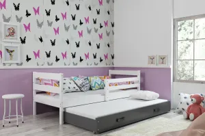 BMS Detská posteľ s prístelkou ERYK 2 FARBA: Grafit, ROZMER: 90 x 200 cm, DOPLNKOVÁ FARBA: Biela