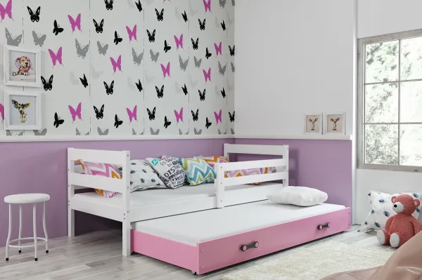 BMS Detská posteľ s prístelkou ERYK 2 FARBA: Grafit, ROZMER: 90 x 200 cm, DOPLNKOVÁ FARBA: Biela