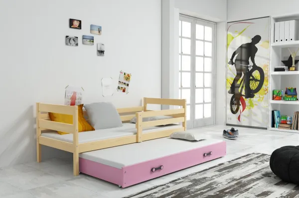 BMS Detská posteľ s prístelkou ERYK 2 FARBA: Grafit, ROZMER: 90 x 200 cm, DOPLNKOVÁ FARBA: Biela
