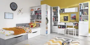Meblar  Posteľ SIGMA SI15 | 90 x 200 cm Farba: biela/beton