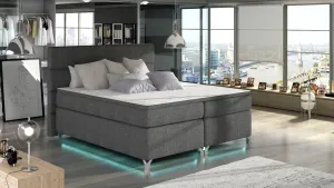ArtElta Manželská posteľ AMADEO Boxspring s LED osvetlením | 140 x 200 cm Farba: BAO 19 - Orinoco 85 (modrá)