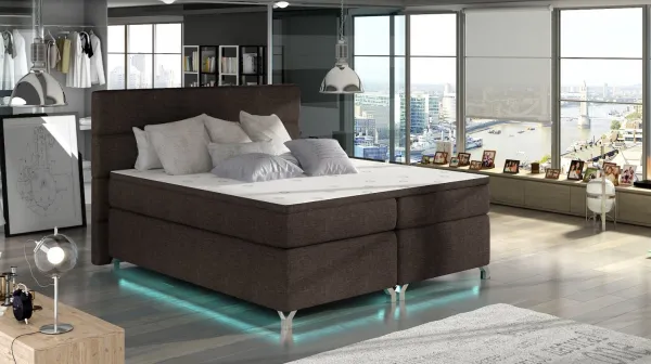 ArtElta Manželská posteľ AMADEO Boxspring s LED osvetlením | 140 x 200 cm Farba: BAO 19 - Orinoco 85 (modrá)