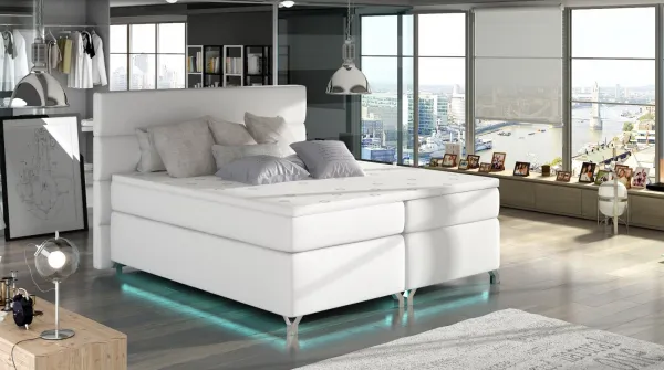 ArtElta Manželská posteľ AMADEO Boxspring s LED osvetlením | 140 x 200 cm Farba: BAO 19 - Orinoco 85 (modrá)