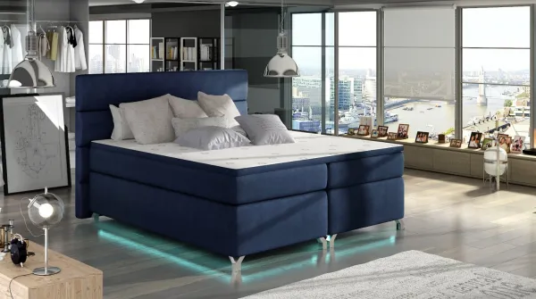 ArtElta Manželská posteľ AMADEO Boxspring s LED osvetlením | 140 x 200 cm Farba: BAO 19 - Orinoco 85 (modrá)