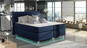 ArtElta Manželská posteľ AMADEO Boxspring s LED osvetlením | 140 x 200 cm Farba: BAO 19 - Orinoco 85 (modrá)