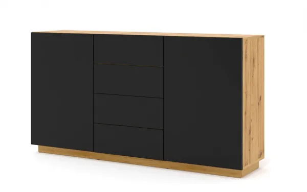 ARTBm Obývacia stena AURA | dub artisan/čierny mat