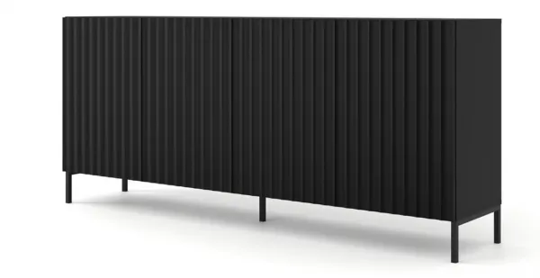 ArtBm Komoda WAVE 200 | 4D Prevedenie: Biela mat / čierne nohy