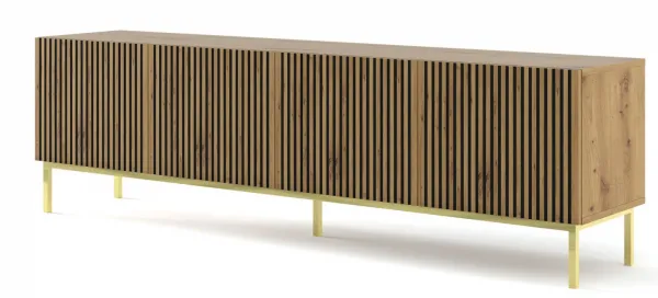 ArtBm TV stolík RAVENNA F 4D 200  | dub artisan Prevedenie: Dub artisan / čierna kovová podnož