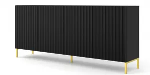 ArtBm Komoda WAVE 200 | 4D Prevedenie: Biela mat / čierne nohy