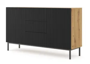 ARTBm Komoda RAVENNA B 2D3S 150 | dub artisan / čierna matná Prevedenie: Dub artisan / čierny mat  / čierne nohy