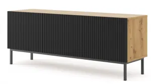 ARTBm TV stolík RAVENNA B 3D 150  | dub artisan / čierna matná Prevedenie: Dub artisan / čierny mat  / čierne nohy