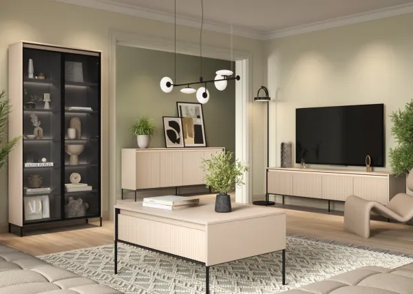 Dig-net nábytok Komoda SWING TR-04 s LED osvetlením | béžová