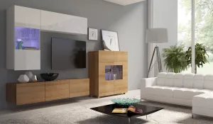ArtGiB Obývacia stena CALABRINI III | biela/biely lesk