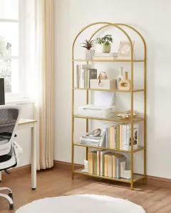SONGMICS Sklenená knižnica Vasagle Montrie 183,5 cm zlatá