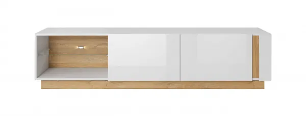 ArtLas TV stolík ARTENS 187 s LED | dub grandson/biely lesk