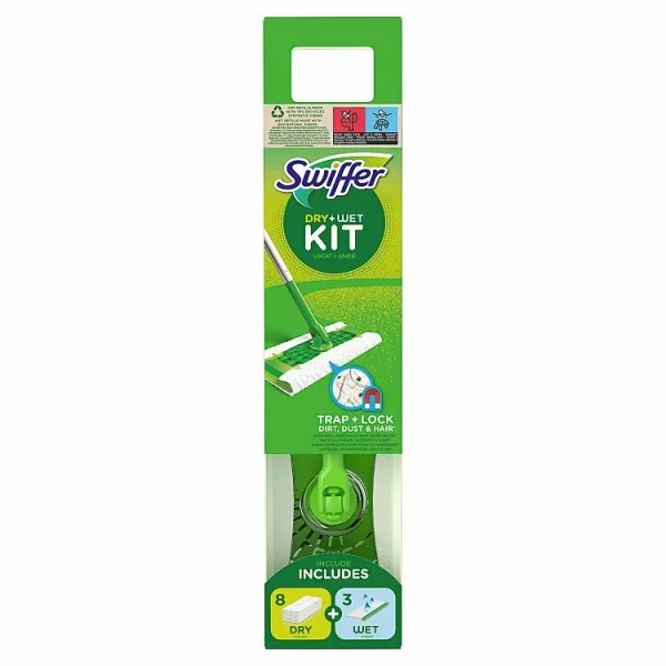 Swiffer Štartovacia Súprava S 1 Mopom, 8 Suchými A 3 Vlhčenými Náhradnými Utierkami Na Podlahu