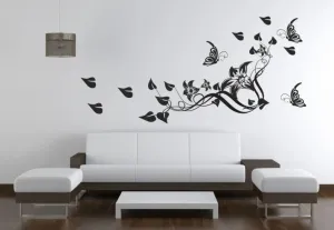 Nálepkanastenudointeriérusmotívomkvetov,motýľovalistov100x200cm100x200cm