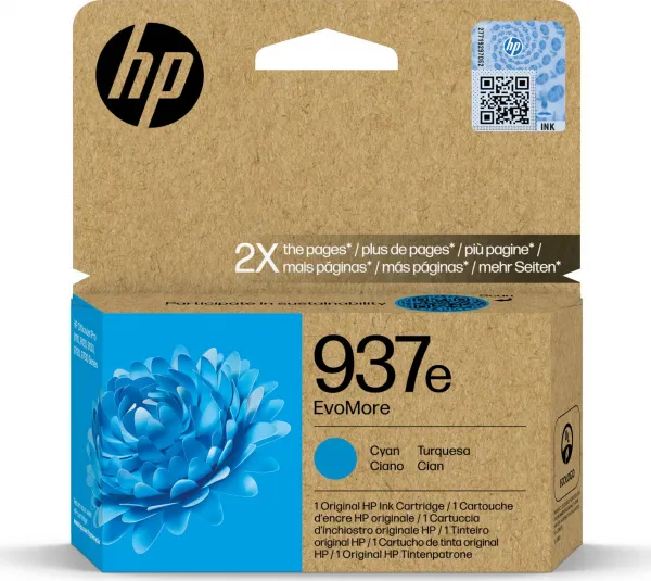 HP Inc. HP 937e EvoMore Cyan Original Ink Cartridge (1,650 pages)