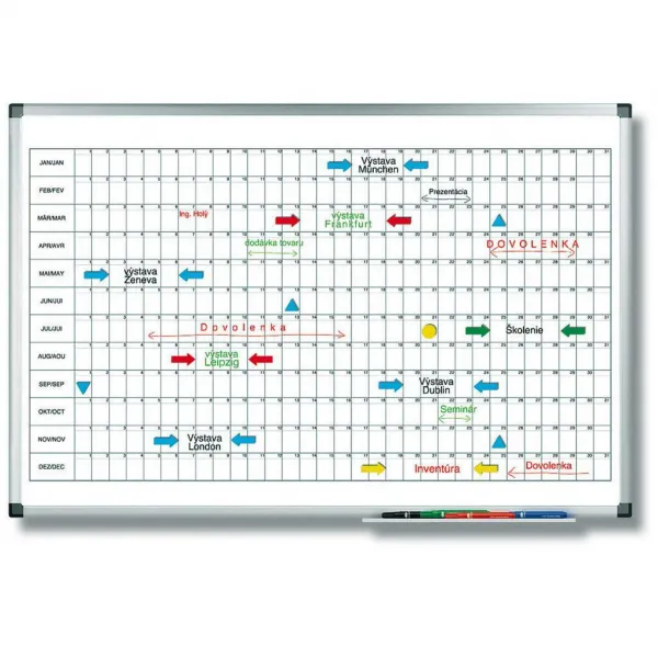 Legamaster Plánovacia tabuľa ročná PREMIUM horizontálna 60x90 cm