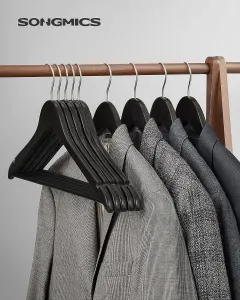 SONGMICS Sada dřevěných ramínek Pulo 10 ks černá