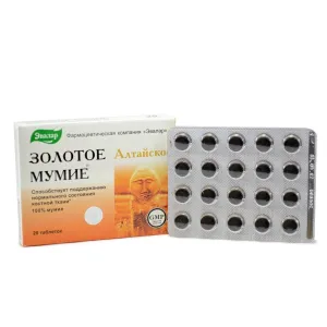 "Zlaté mumio" – mumio altajské očistené – potravinový doplnok stravy - Evalar Balenie: 200 tabliet