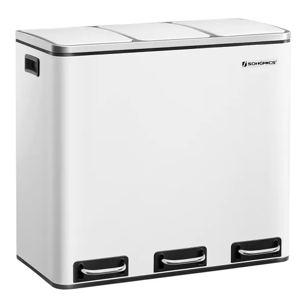 SONGMICS Odpadkový kôš 3 x 18 l biely