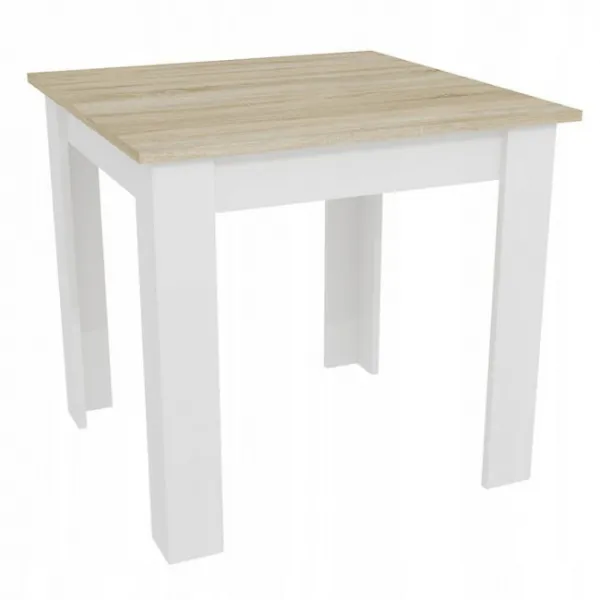 Súprava štvorcový stôl 80x80 dub sonoma + 4 stoličky MARK white