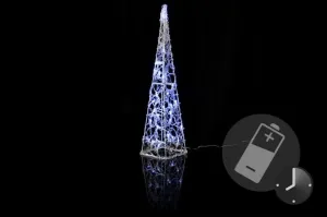 Nexos 194 Vianočná dekorácia - Akrylový kužeľ - 60 cm, studeno biely na batérie