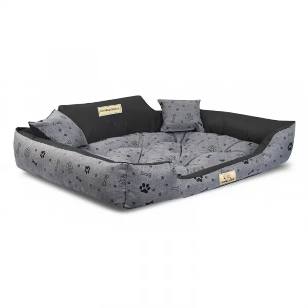 JAKS Vodeodolný pelech pre psa čierne kosti Kingdog Pelech veľkosti: 75 x 65 cm