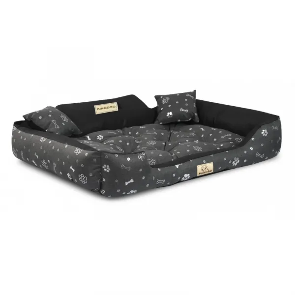 JAKS Vodeodolný pelech pre psa strieborné kosti Kingdog Pelech veľkosti: 75 x 65 cm