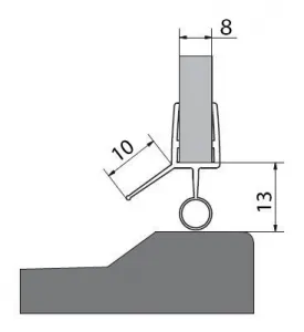 Tesnenie na dvere (odkvapnička) na 8mm sklo, 1000mm 309D-08