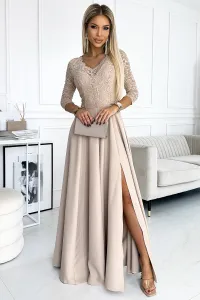 Numoco Spoločenské maxi šaty AMBER 309-2 Farba: Kráľovská modrá, Veľkosť: S