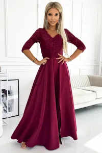 Numoco Spoločenské maxi šaty AMBER 309-2 Farba: Kráľovská modrá, Veľkosť: S