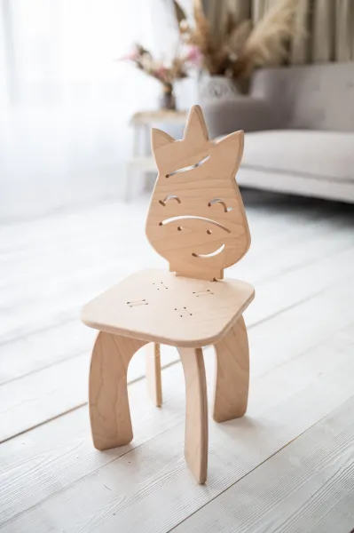 Woodisio Detská stolička Animal buk Farba: Prírodné drevo, Variant: Macko