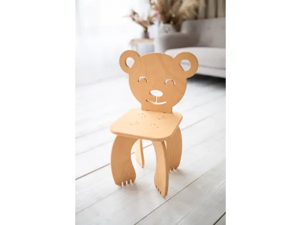 Woodisio Detská stolička Animal buk Farba: Prírodné drevo, Variant: Macko