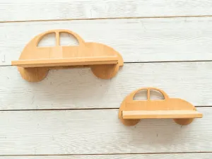 Detská polička v tvare auta Woodisio Auto buk Farba: Prírodné drevo, Variant: Mini