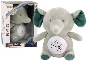 Lean Toys Uspávací sloník pre bábätká – projektor hviezd, melódie a svetlá, sivý Material: Plyš