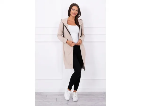 Kesi Dámska dlhá mikina na zips s kapucňou – rôzne farby Farba: Púdrová, Veľkosť: UNI