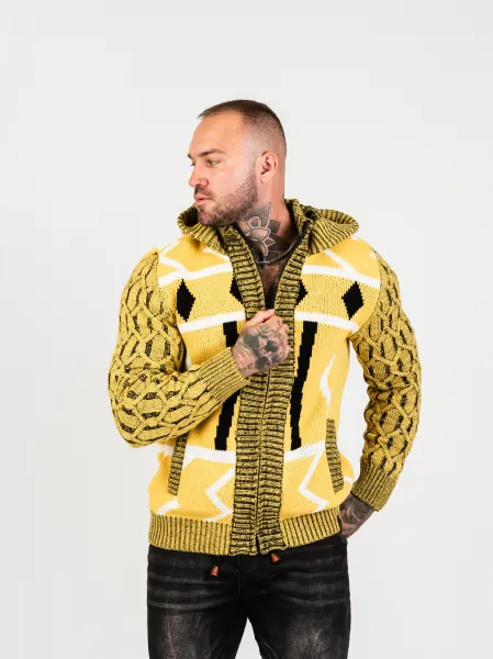Pánsky sveter CIPO & BAXX CP256 YELLOW Farba: Žltá, Konfekčná veľkosť: XXL