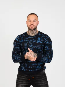 Pánsky sveter CIPO & BAXX CP276 NAVYBLUE Konfekčná veľkosť: M